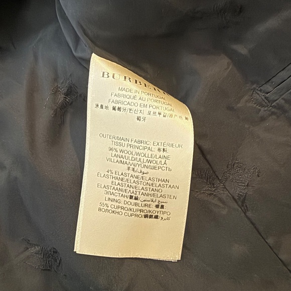 Burberry London Designer Solid Black Wool Stretch Blazer Suit Set Womens Size 14 - Picture 15 of 16
